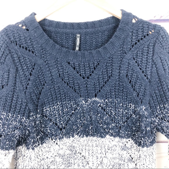 Smash! Blue Ombré High Low Cable Knit Sweater XS - Picture 3 of 8